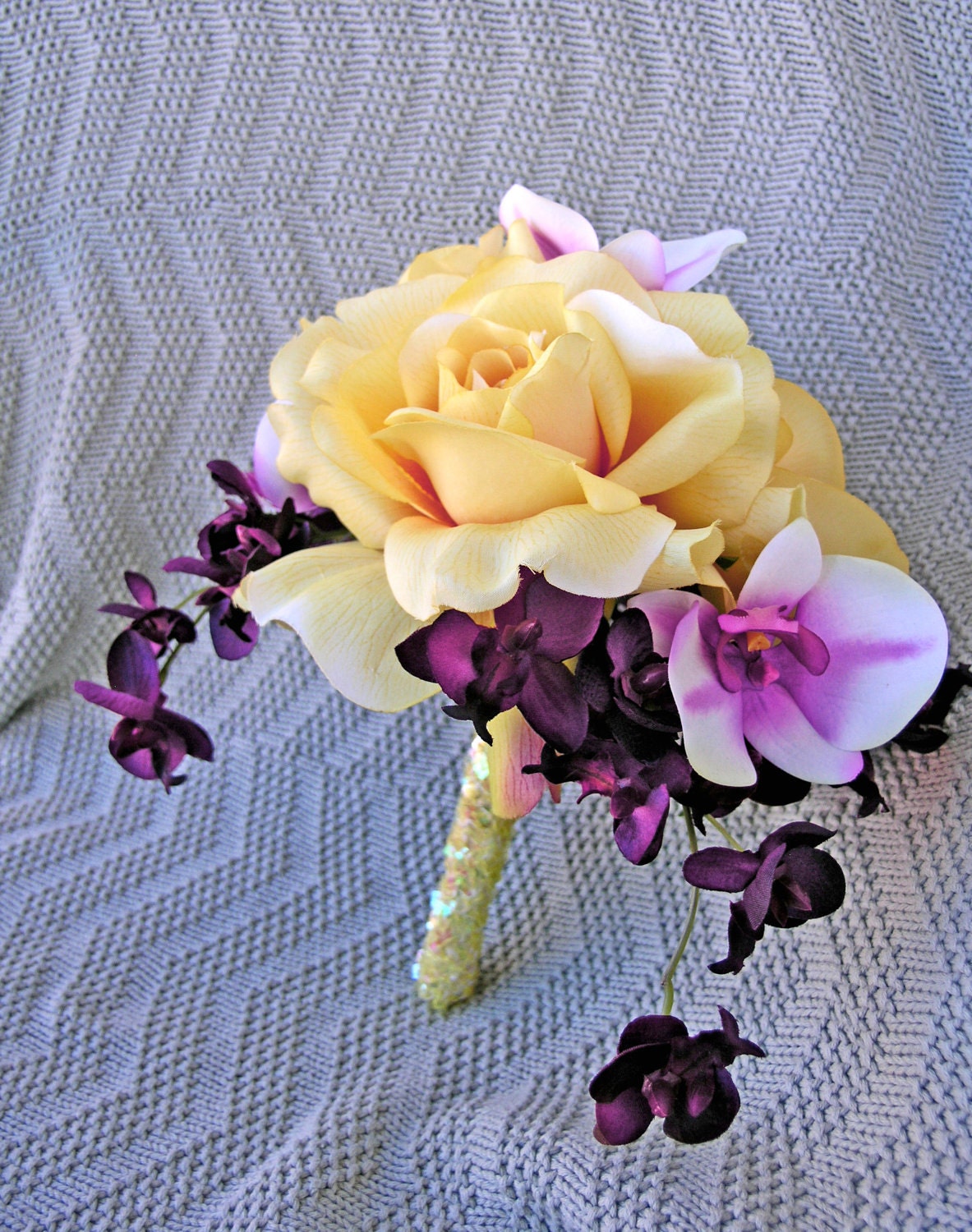 Yellow Rose Bridal Bouquet Orchid Wedding Flowers