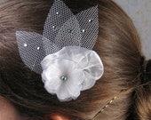 Small hair flower bobby pin flowergirl hair clip wedding hair bridal accessories white fabric flower hair pin white flower girl bobby pin