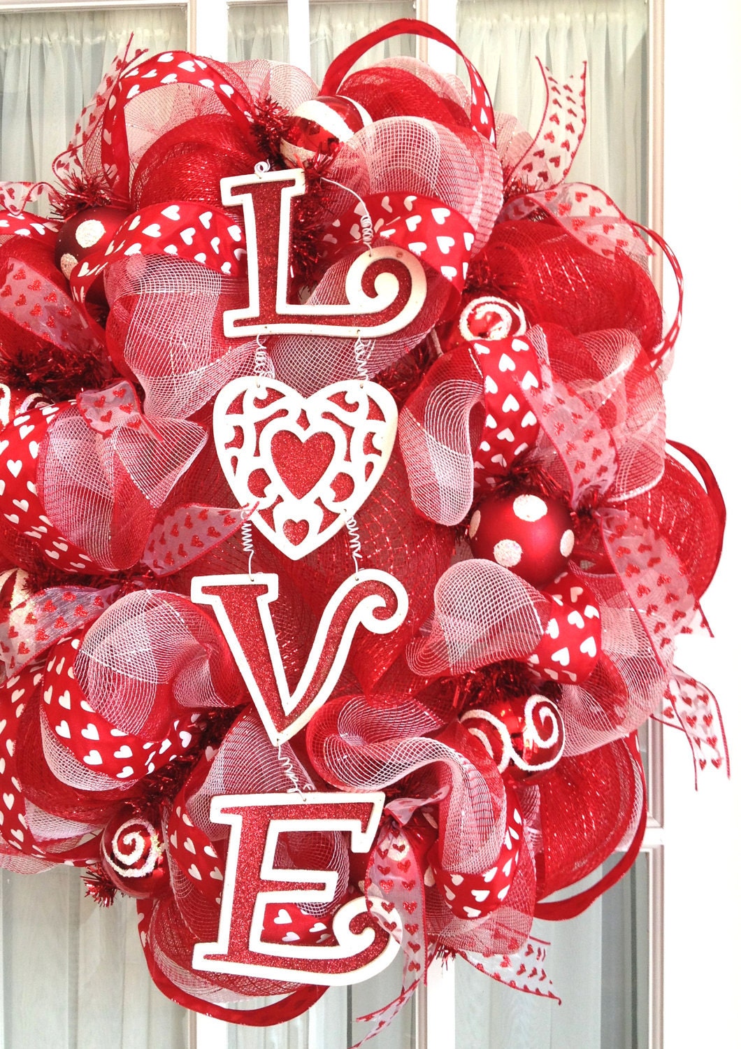 Oval Deco Mesh Wreath Valentine's Day