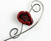 Shawl Pin or Scarf Pin - Red Wild Rose