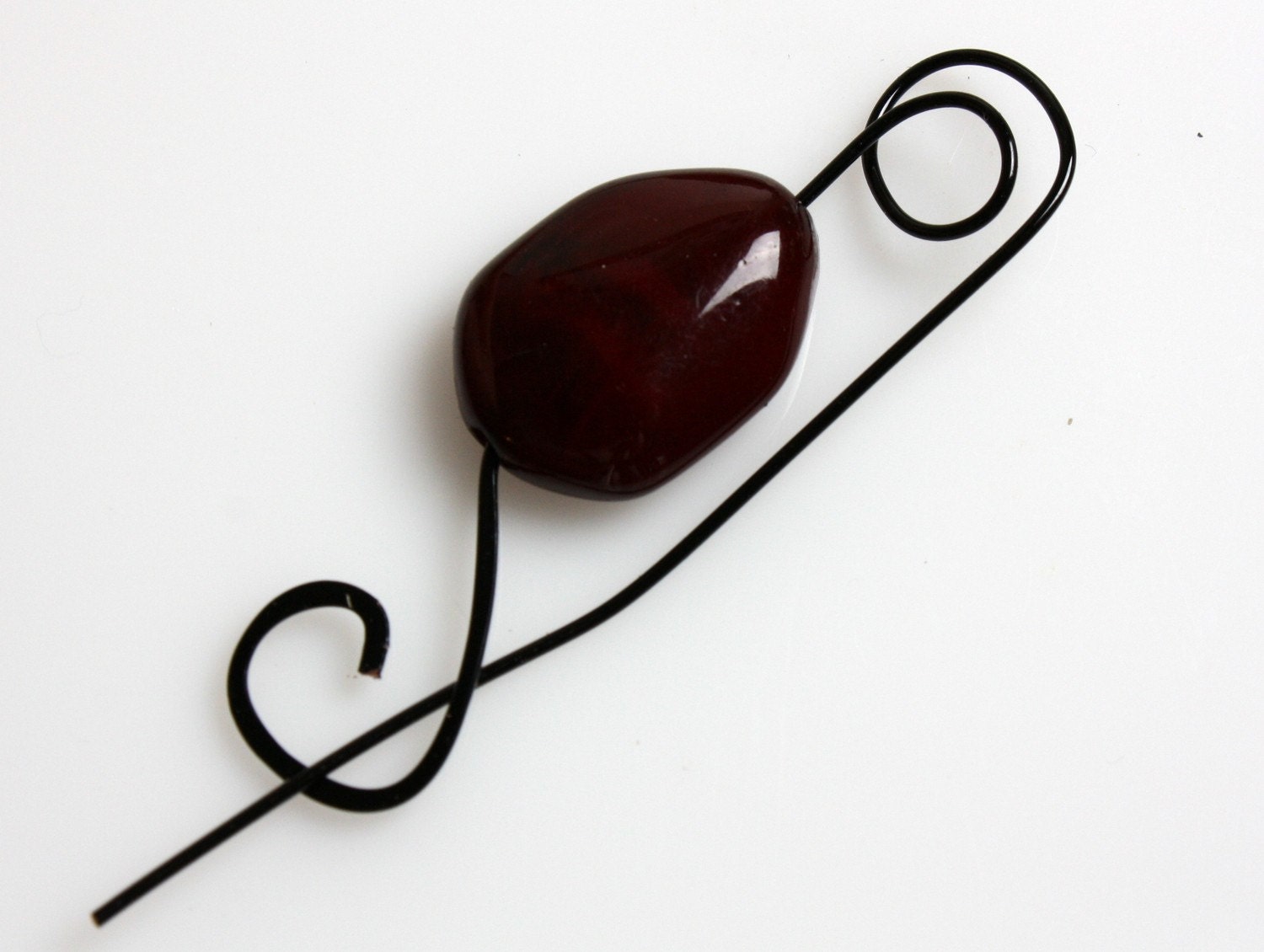 Small Burgundy Beaded Shawl Pin