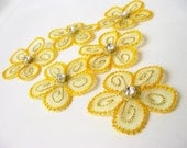 6 Yellow Flowers with Crystal Rhinestone