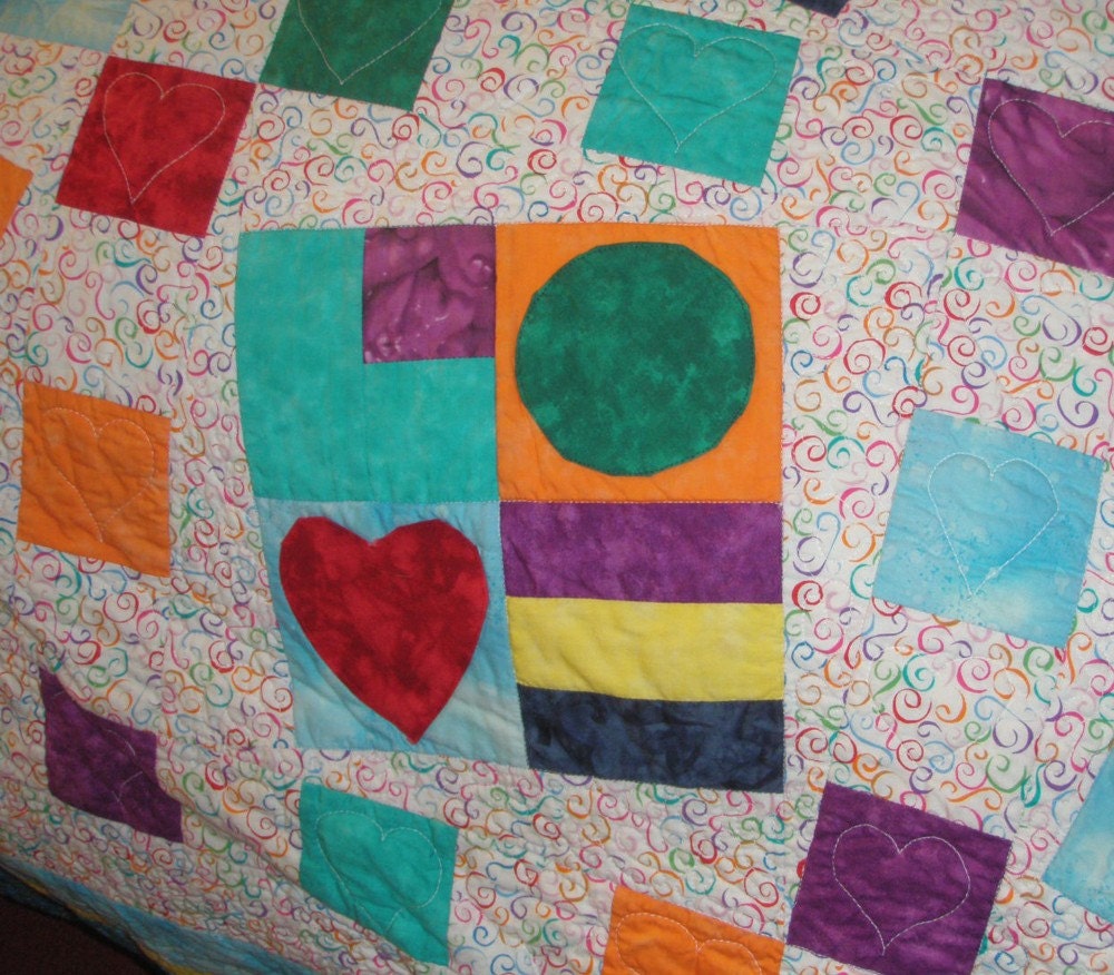 Geometric Patchwork Queen quilt -- Cockeyed Love II