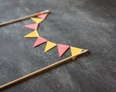 Cake Bunting - Fruit Punch - Coral and Yellow - Wedding Cake Topper