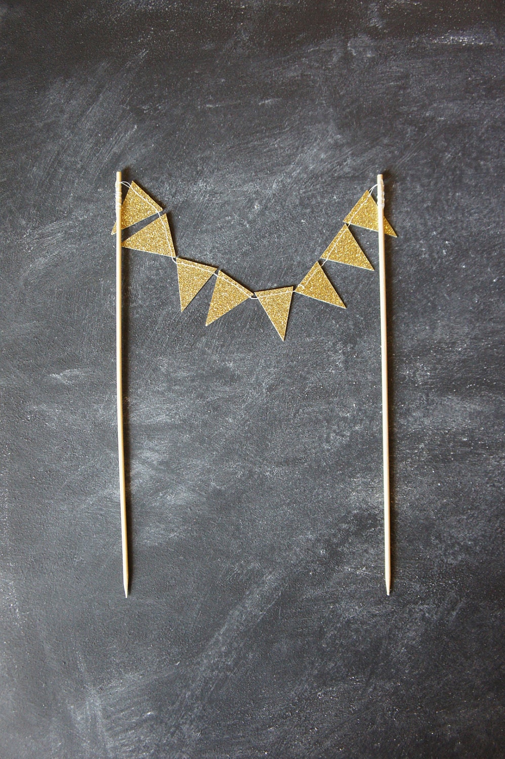Cake Bunting - Gold Glitter - Wedding Cake Topper