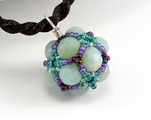 Handcrafted Light Amazonite and Purple Beaded Pendant