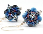 Handcrafted Indigo and Copper Crystal Beaded Earrings