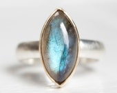 Labradorite Ring in Recycled 14k Gold and Sterling Marquise Shape Gemstone