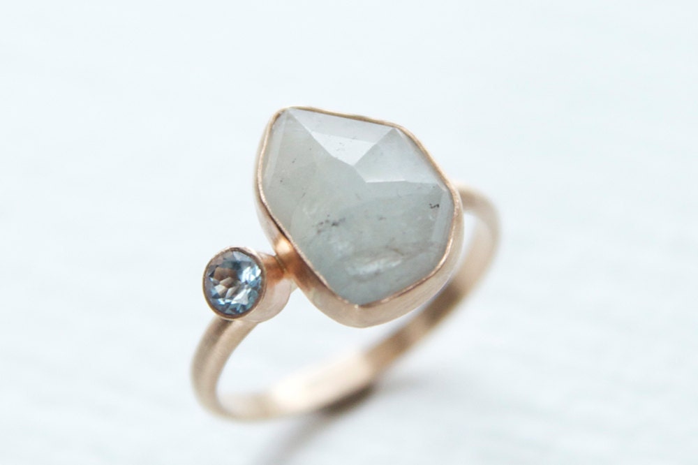 Umba Sapphire, Aquamarine and Recycled 14k Gold Ring