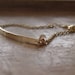 Gold Bar Bracelet Hammered with White Topaz