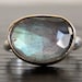 Labradorite Ring in Recycled 14k Gold and Sterling Free Form Rose Cut Gemstone