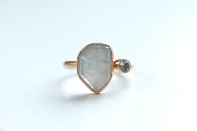Umba Sapphire, Aquamarine and Recycled 14k Gold Ring