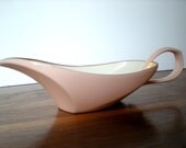 Vintage Pink Porcelain Gravy Boat, Creamer, Art Deco, Modernist