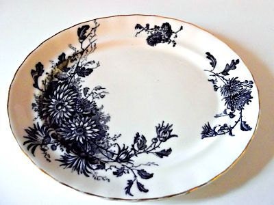 Vintage Antique Late Mayers "Daisy" Platter, Blue and White Porcelain