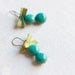 Turquoise Czech glass Earrings - Turquoise Czech glass beads and yellow ribbon bow - drop earrings - dangle earring - chandelier