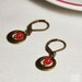 Earrings Metal hoop and cherry red glass bead  - glass jewelry - dangle earrings - Mother's Day Gifts