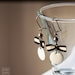Enameled Earrings White Dome Charm and black and white bow - Mother's Day Gifts
