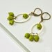 Enamel Earrings -  White oval enamel hoop earrings and green faceted glass beads -  Modern earrings - dangle earrings - Mother's Day Gifts