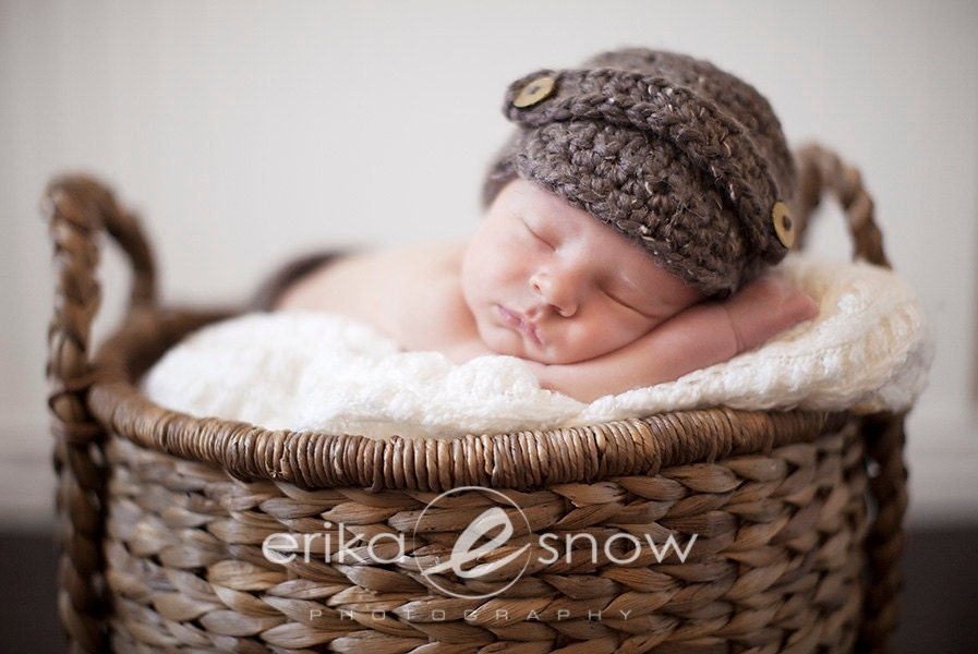 Newborn Newsboy Cap and Diaper Cover- Perfect Photo Prop