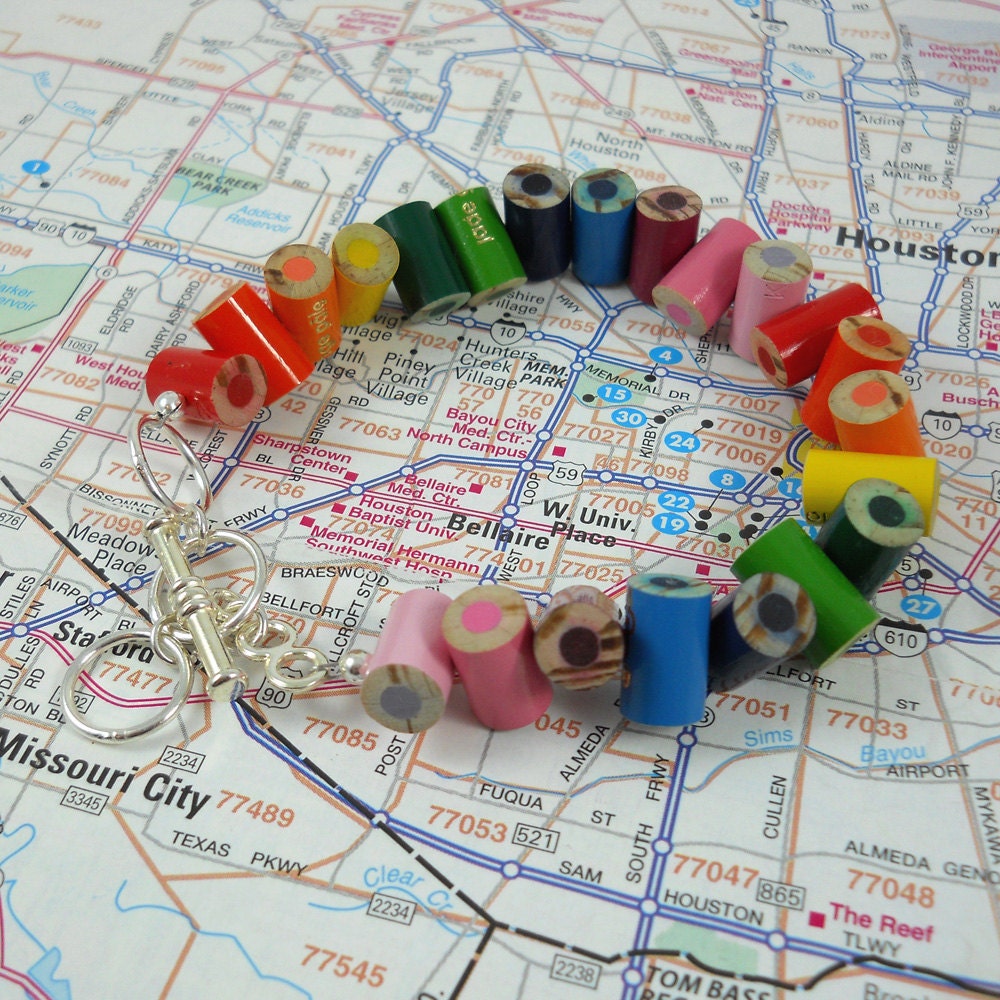 Colored Pencil - Beaded Bracelet - Charm Bracelet - Teacher Gift - Teacher - Bracelet - Jewelry - Adjustable - Multi Color - Rainbow