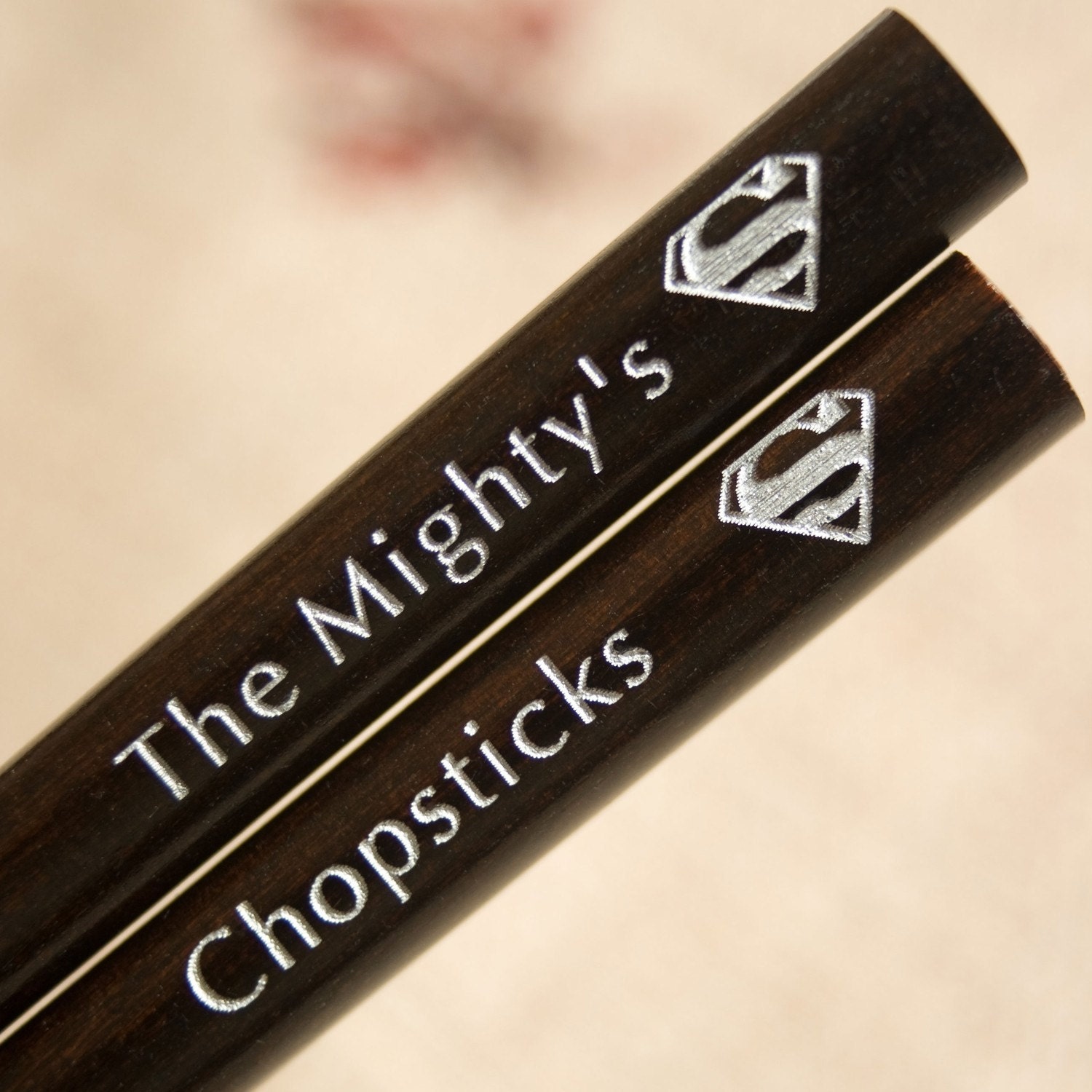 Personalized Engraved Chopsticks Dark Wood by chopchopsticks