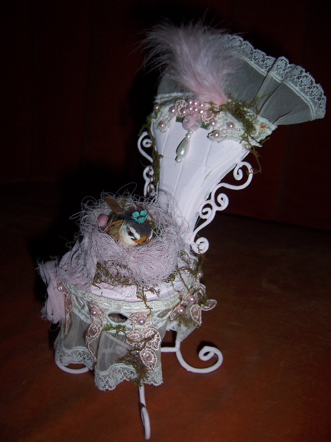 Waiting...a little chair assemblage with sweet bird nest