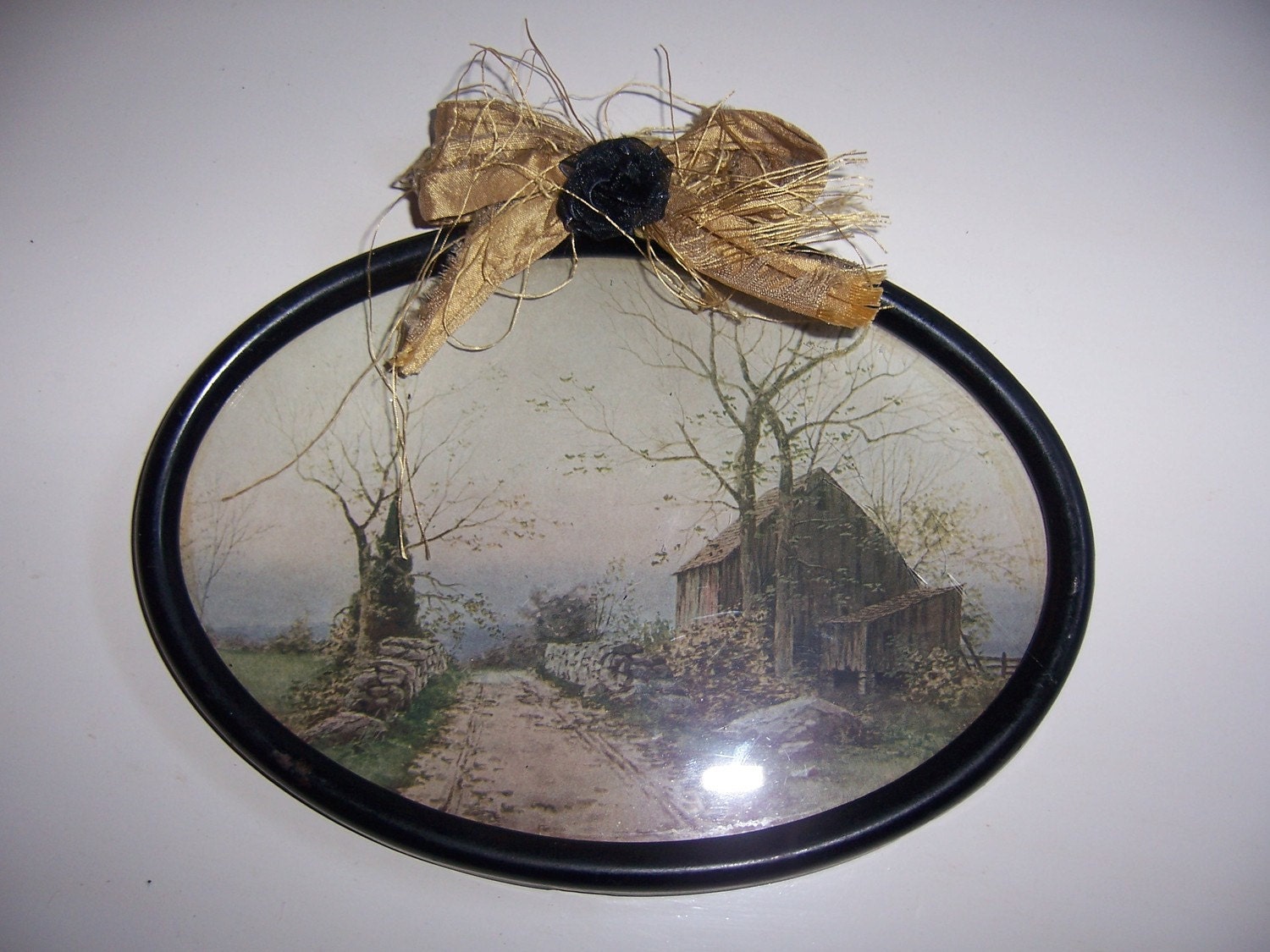 Haunted House Antique Picture in Metal Frame