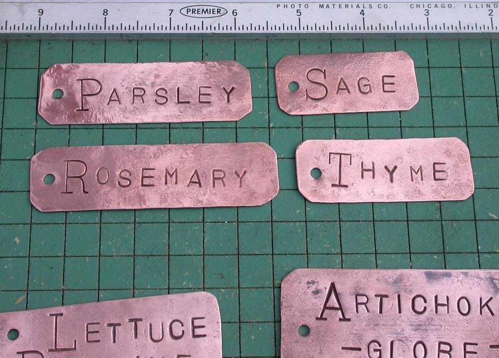 Copper Garden Markers - Parsley Sage Rosemary Thyme  -