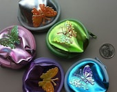 1970s Glitter Glamour Butterfly Zipper Purse for Young Girl GREEN