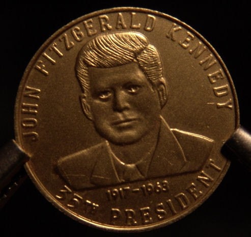 1963-John-F.-Kennedy-Coin Items similar to 1963 John F Kennedy TRIBUTE Coin in GOLD on Etsy