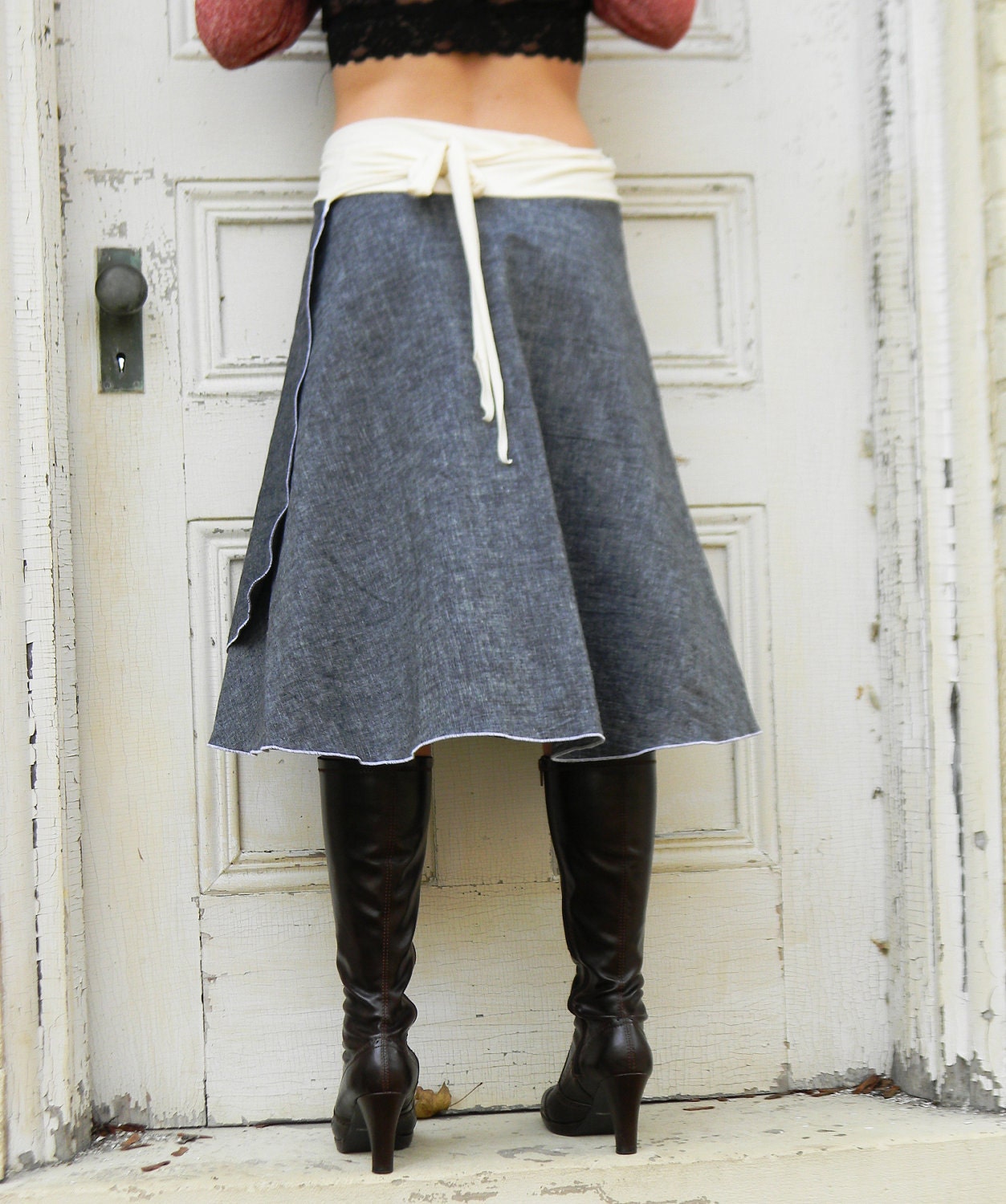 Organic Denim Wrap Skirt (Hemp and Organic Cotton)