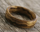 Wavy Zebrawood Bentwood Ring - Handcrafted Wooden Ring
