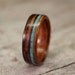 Santos Rosewood Bentwood Ring with Offset Turquoise Inlay - Handcrafted Wooden Ring