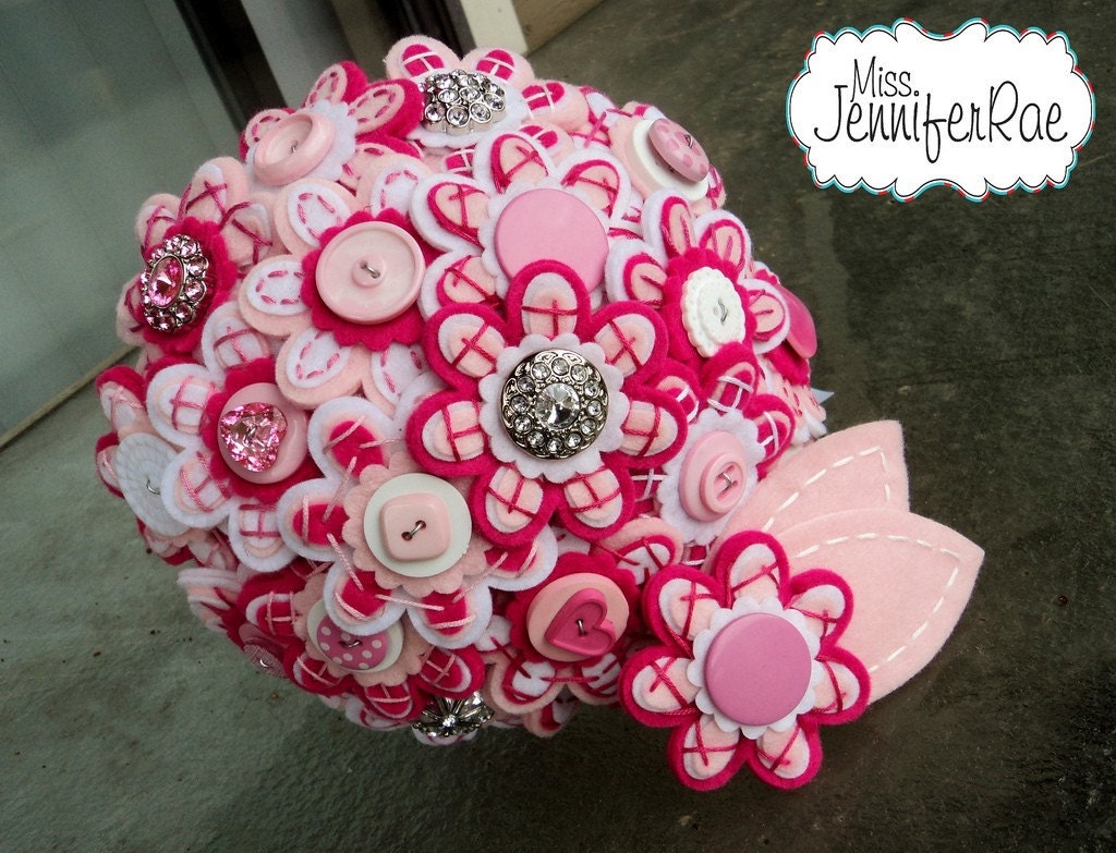 Pretty In Pink Bridal Button Bouquet and Boutonniere