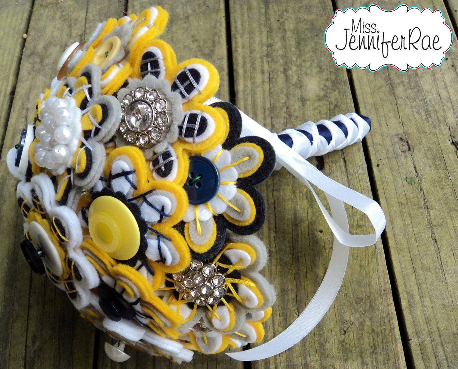 Custom Color Bridal Button Bouquet