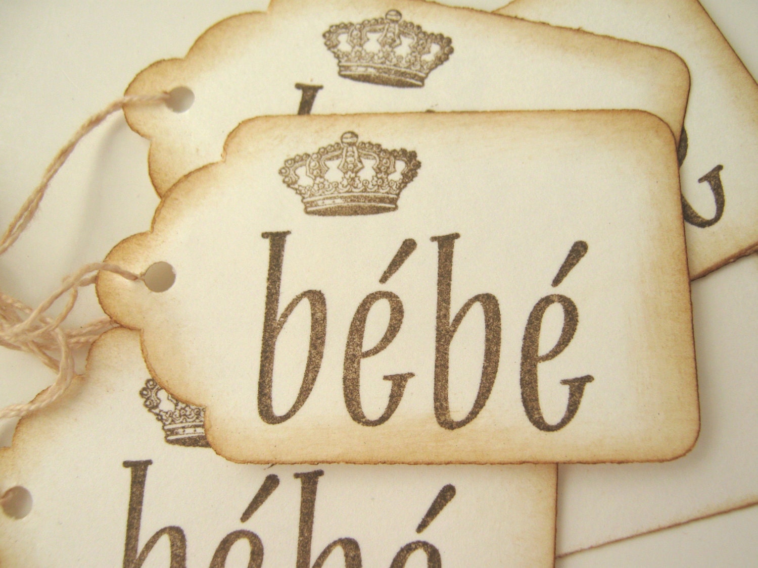 French Bebe Baby Shower Prince Princess Gift Tags