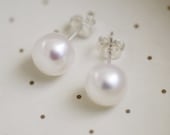simple pearl sterling silver earrings-small