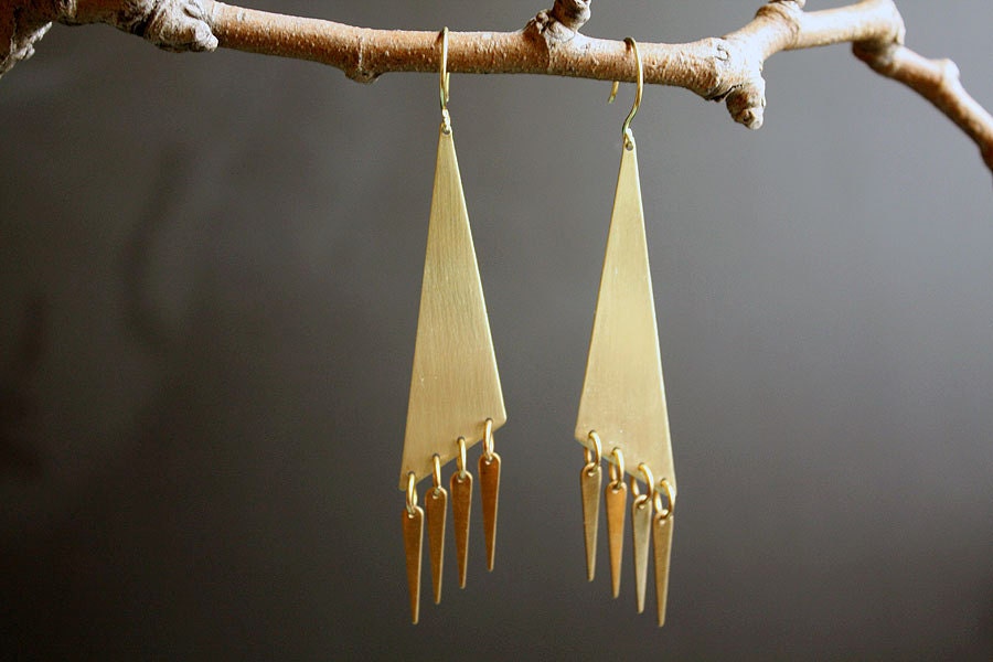 Gold Dust Woman - Geometric Fringe Earrings