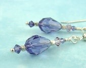 Soul To Soul earrings, pale purple crystals, sterling silver, and fine silver