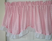Handmade custom Pink Eylet cotton window valance with ruffle  40"X 23"X 17.5" lined  2 valances