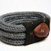 Knitted bracelet, wool and fabric, tweed light grey - TRE - Ready to ship