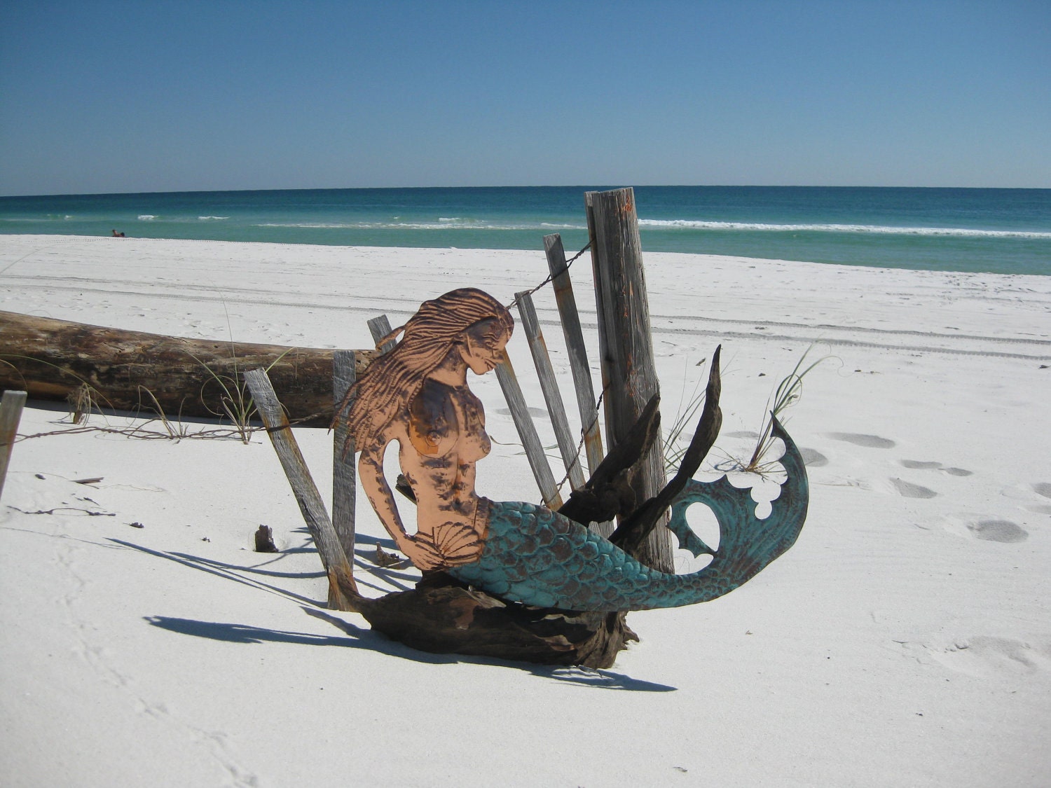 Mermaid on driftwood - oldsaltscopperdesign