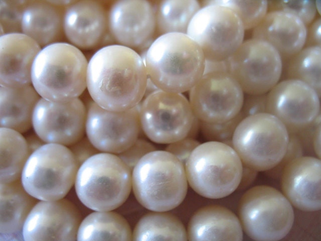 Shop Sale..  ROUND Pearls, White Pearls, Freshwater Cultured Pearl, Luxe AA, 2 Full Strands, 8-9 mm, off round, June brides bridal  rw,, 89