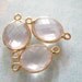 9% Off Shop Sale.. Rose Quartz Gemstone Connectors Links, 24k Gold Vermeil, Luxe AAA, Petite, 2 pcs 18.5X11 mm, Pink Oval .january v658