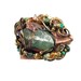 Huge stone & beaded cuff bracelet - Mermaid Treasure - Forged copper, Green calcite, turquoise, pearls - InVintageHeaven