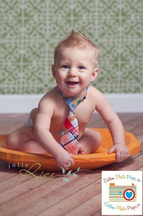 Trevor Plaid Baby to Toddler Necktie Photography Prop 3-24 Month Adjustable Baby Boy Tie - Baby Boy Photo Props, Toddler Props