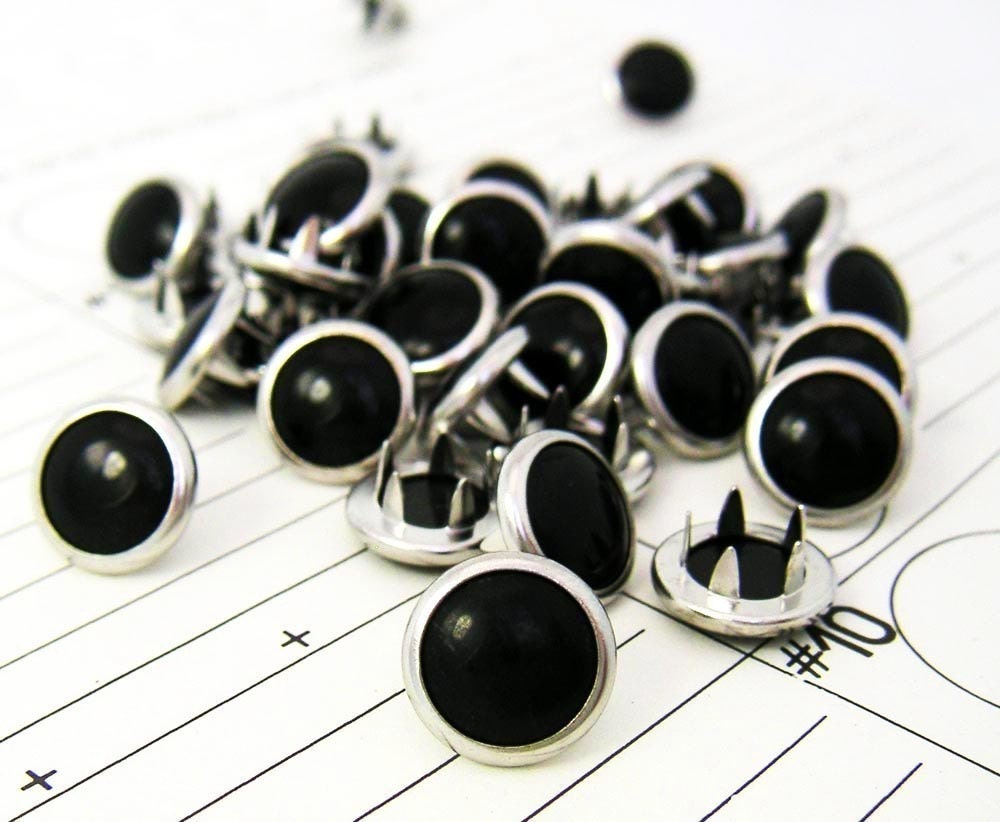 24 Black Cowgirl Snaps Pearl Prong Western Snaps