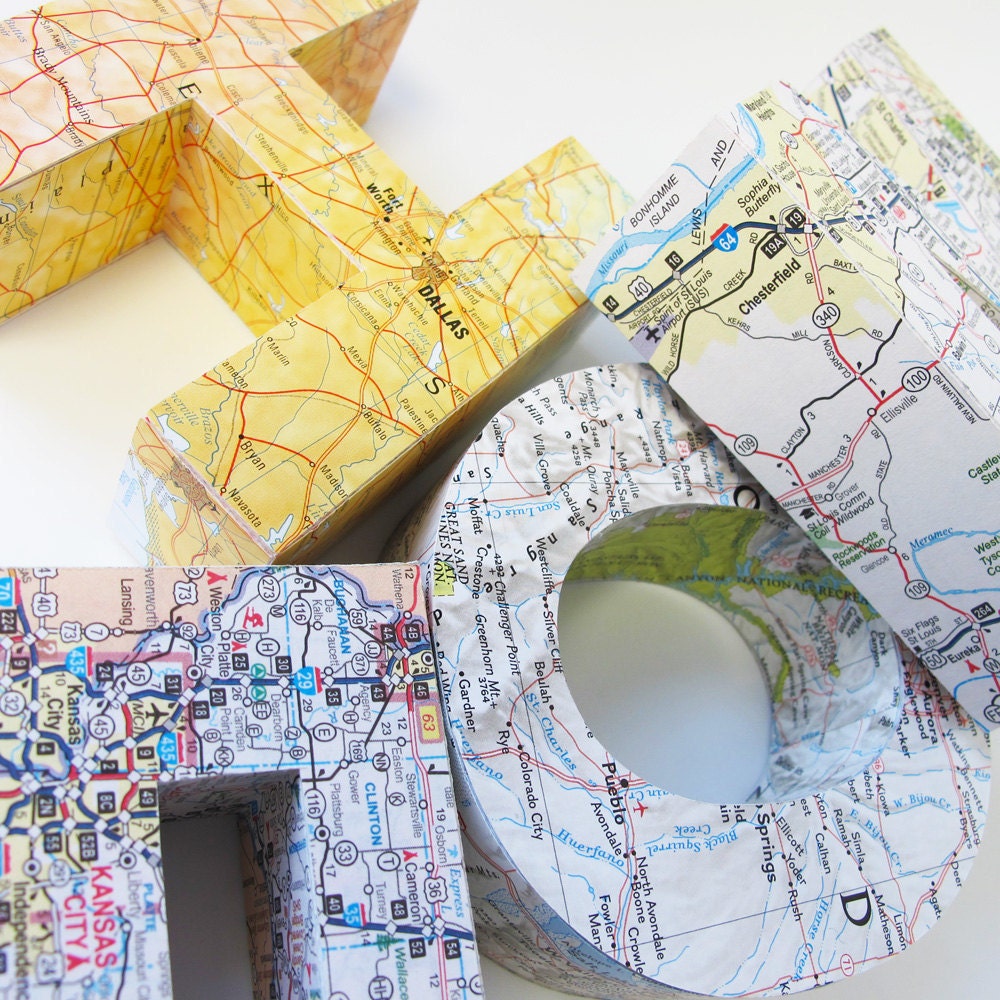 Medium 3D map letter of anywhere in the world