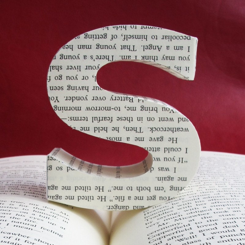 Great S-pectatons - 3D letter S from repurposed book