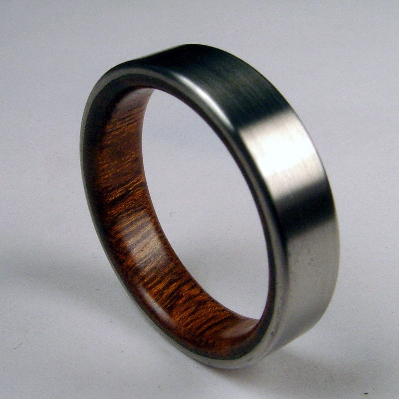 Narrow Rosewood and Titanium Band Wood Ring--Signature Series (RESERVED LISTING)